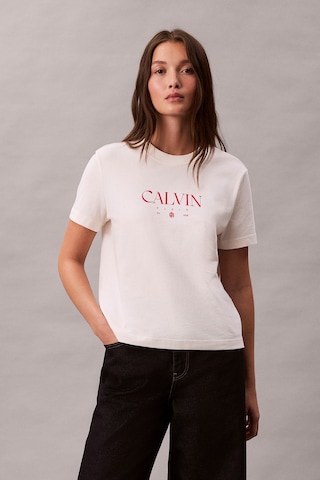 Calvin Klein Kadın Normal Kalıp Yuvarlak Yakalı Pamuklu Kısa Kollu Beyaz T-shirt Lv047e813g-ybh-12825 Beyaz