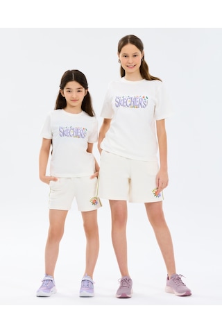 Skechers G Graphic Tee Regular T-shirt Büyük Kız Çocuk Beyaz Tshirt Sk2610023-3855 Beyaz
