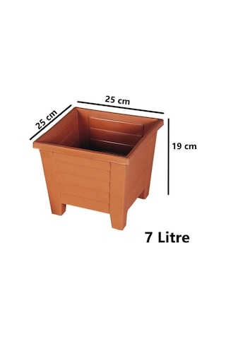 Omnipazar Sy-5846 Dekoratif Plastik Kare Ayaklı Saksı 7 Lt Kiremit 6 Adet
