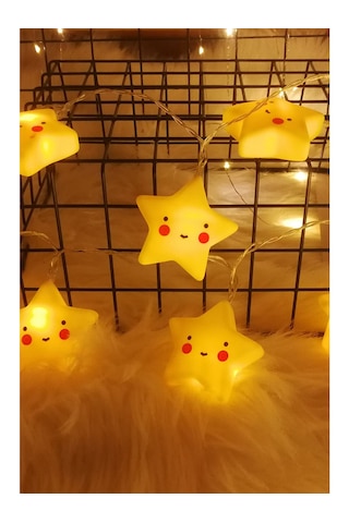 Asonplus Led Işıklı Gülen 10 Yıldız Dizeleri 2 Metre Şirin Loş Ge Gün Işığı