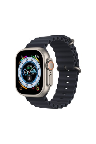 Microsonic Apple Uyumlu Watch Series 7 45mm Kordon Ocean Band Lacivert