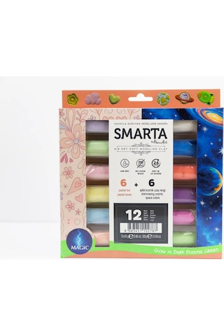 Smarta Air Soft Modelling Clay 12x25gr Hava İle Kuruyan Modelleme Kili Magic Renkler / 3000091