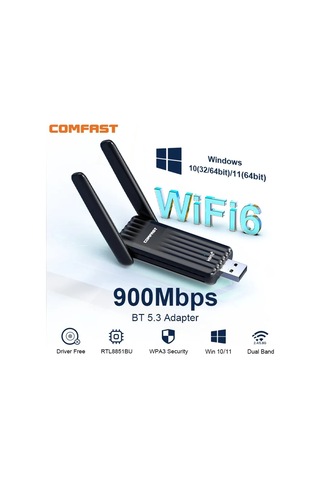 Conventions1 Mbps Wifi 6 Bt 5.3 Usb Adaptörü Çift Bant 2.4/5g