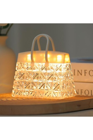 Yifomall Akrilik Çanta Şekilli Led Gece Lambası - Islak Beyaz Işık, Taşınabilir Dekoratif Aydınlatma, Çocuk Hediyesi, Düğme Pil 3xlr44 Şeffaf