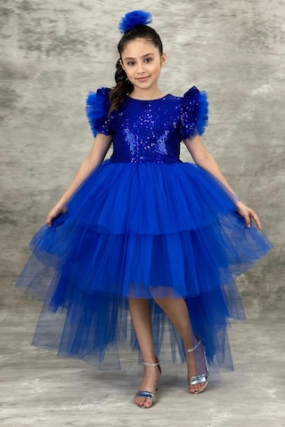 Pullu Kuyruklu Tütülü Kız Çocuk Elbisesi 001