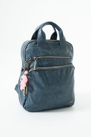Baginn Vegan Deri Kadın Sırt Çantası Laptop-evrak Sırt Çantası 33 25 Cm Işıklı Charm Hediyeli Mavi