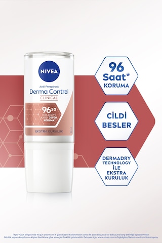 Kadın Roll-on Deodorant Derma Control Clinical 50 Ml,96 Saat Koruma,c Vitamini İle Kararmaya Karşı