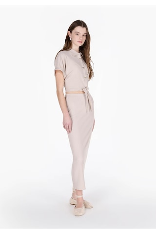 Colins Slim Fit Düz Kadın Bej Etek Cl1075023 Q1.v1 Beı Bej