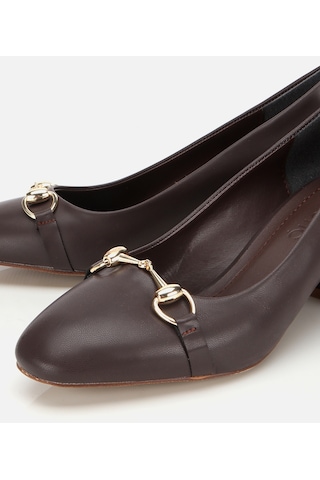 Hotiç Kadın Kahverengi Gold Tokalı Kalın Topuklu Ayakkabı 01ayh314840a480 01ayh314840a480 Kahverengi