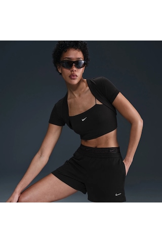 Nike Chill French Terry 4" Short Kadın Boxer Detaylı Şort-sportxstore Siyah