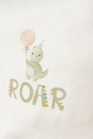 %100 Pamuklu Little Roar T-shirt Ekru