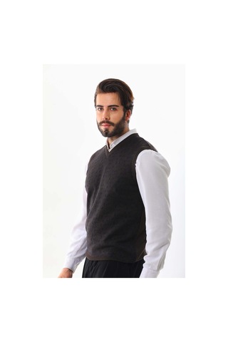 Pelikan Erkek V Yaka Yün Süveter 4p15 Kahverengi