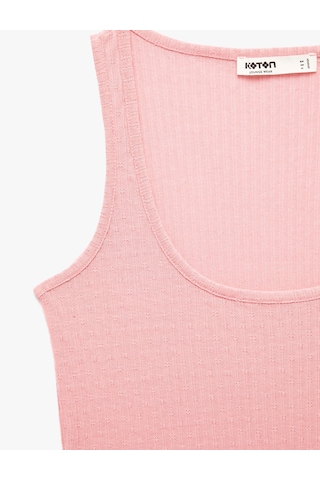 Koton U Yaka Kolsuz Fitilli Atlet Pijama Üstü Pembe 6slk90005mk Gül