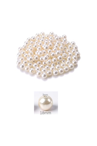 500 Gram 18mm Krem Renk Plastik İnci Boncuk Çanta Ve Takı Yapım Boncuğu 110 Adet