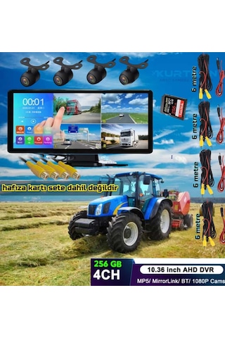 4 Kameralı 10,36 İnç Dokunmatik Mp5 Bluetooth 4k Ahd Dvr Set