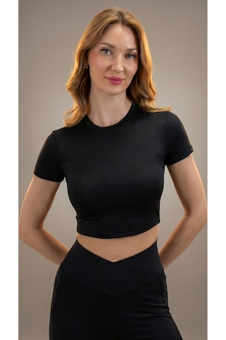 Heyy's Polyamid Crop Siyah T -shirt Siyah