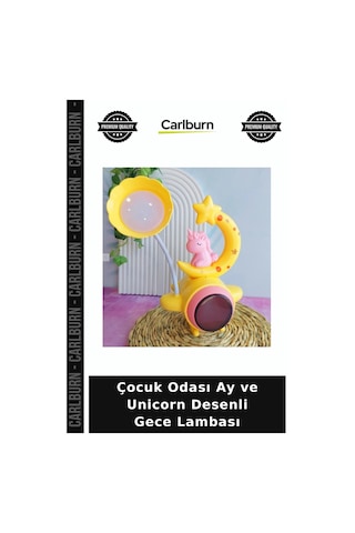 Özel Üretim Dekoratif Hediye Aydınlatma Çocuk Odası Ay Ve Unicorn Desenli Gece Lambası Diğer