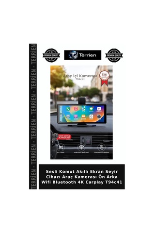 Sesli Komut Akıllı Ekran Seyir Cihazı Araç Kamerası Ön Arka Wifi Bluetooth 4k Carplay T94c41