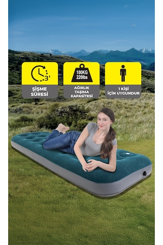 Terravıta Tek Kişilik Şişme Yatak Dahili Ayak Pompalı 191 x 73 x 22 CM 24130 Lacivert