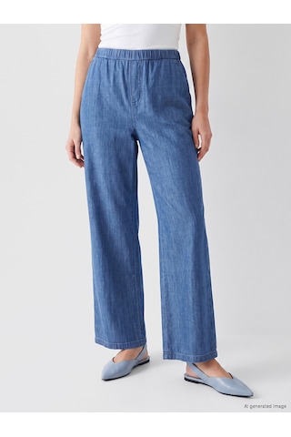 Lcwaıkıkı Classic İndigo Beli Lastikli Wideleg Kadın Jean Pantolon