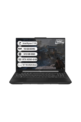 Asus Tuf Gaming A16 FA607NUQ-RL014 R7 170 16 GB 512 GB SSD RTX4050 16" Wuxga Free Dos Dizüstü Bilgisayar