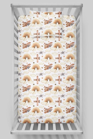 Organik Bebek Boy Lastikli Çarşaf Seti 60x120 - Uçan Hayal