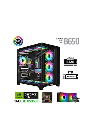 Xaser LEXUS X690 R7-7800X3D 32 GB 1 TB M.2 NVMe SSD 16 GB RTX5060 Ti Free Dos Masaüstü Oyuncu Bilgisayarı