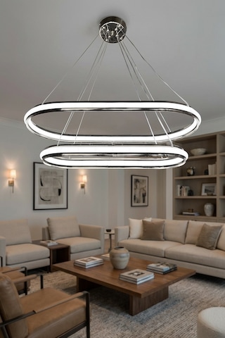Zümrüt Uzun Model 2 Katlı Salon - Oturma Odası Sarkıt Led Avizesi Çok Renkli