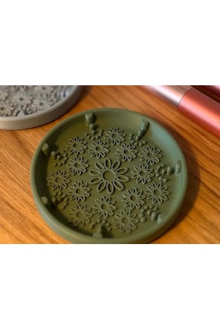 Gees Global 3d Baskı Makyaj Fırçası Temizleme Matı Dokulu Silikon Alternatifi Fırça Temizleyici Palet - Yeşil Gbzs