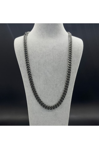 Erkek Otantik Çelik Gurmet Zincir Kolye 9131 Siyah