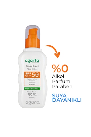 Agarta Yüz ve Vücut Koruyucu Güneş Kremi SPF50+ 200 ML