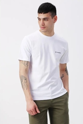 Columbia Csc M Basic Sm Logo Brushed Ss Tee Erkek Kısa Kollu Tişö Beyaz
