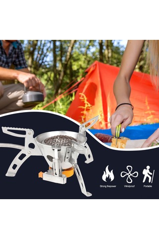 Ximistore9 Taşınabilir Fümeüstü Çadır Ocağı - Rüzgar Direnci, Enerji Tasarrufu Ve Yüksek Isı Verimi İle Piknik Ve Kamp İçin Gümüş