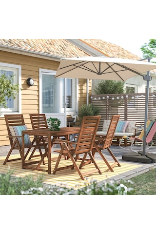 Yemek Masası Ve Ayarlanabilir Sandalye Seti, Açık Kahverengi, Mindersiz, 4 Sandalyeli Abanoz