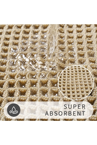 Yifomall Banyo Girişinde Kullanım İçin Anti Kayma, Su Emer, Makine Yıkama Uygun Modern Vafli Desenli Kahverengi Banyo Battaniyesi Diğer