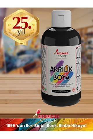 Red Rose Siyah Akrilik Boya 250 G