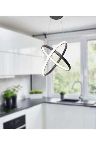 Tt315-Sy Tt Aydınlatma 2Halka Modeli Mat Siyah Led Avize