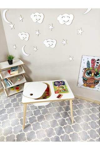 Miracle 3d Çocuk Oyun Etkinlik Çalışma Masası Tek Göz Aktivite Masası Beyaz