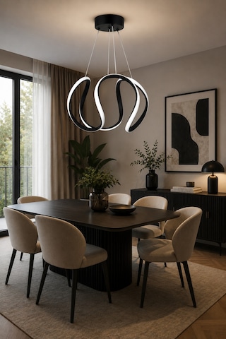 Deluxe Model Siyah Renk Metal Salon Hol Antre Oturma Yatak Odası Modern Led Sarkıt Avize Beyaz Işık