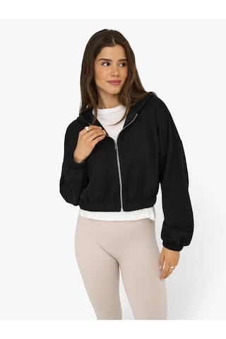 Only Onlscarlett Lıfe Ls Zıp Hood Swt Noos Kadın Siyah Sweatshirt - 15346449