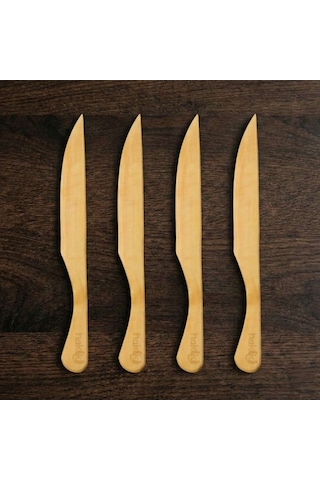 4 Parça Şimşir El Işçiliği Bıçak Takımı 18 Cm Ahşap