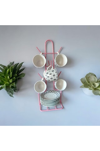 Fincan Askısı, Pembe Tabaklı Askılık , Masa Üstü, Tezgah Üstü