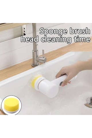 1 Set Elektrikli Temizleme Fırçası Çok Fonksiyonlu Değiştirilebilir Fırçalar Ev İşleri Mutfak Fayans Bulaşık Yıkama Elektrikli Fırça Günlük Kullanım