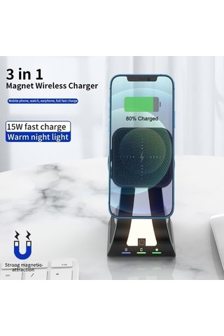 Tongxida 15w Hızlı Kablosuz Şarj Cihazı, Manyetik Telefon Standı, Çok Fonksiyonlu Şarj Aparatı, Sanbuyos Diğer