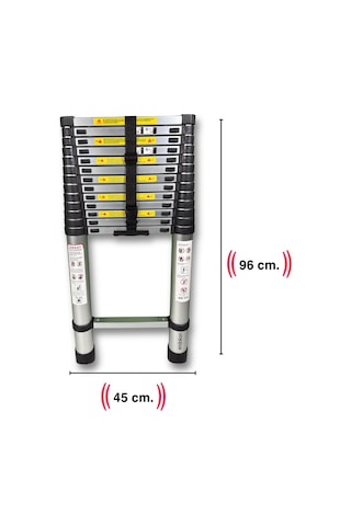 Endokon 540 Cm. - 14 Basamaklı Teleskopik Alüminyum Merdiven - I Tipi Uzayan Merdiven