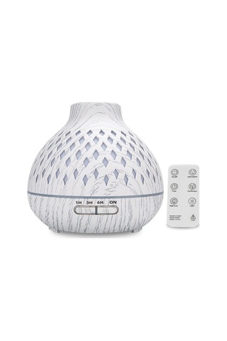 Techbloom 400ml Uzaktan Kumandalı Silvery Line Pattern Esansiyel Yağ Difüzörü Ultrasonik Nemlendirici Susuz Otomatik Kapanma Ahşap