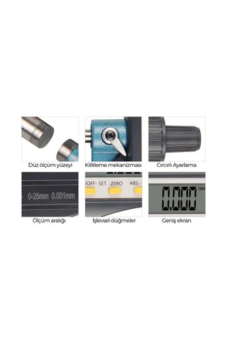 Shahe 5202 0-25mm Dijital Dış Çap Mikrometresi