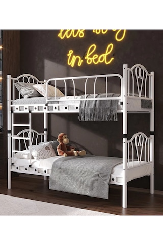 Missidea Orkide Dekoratif Metal Ranza & Karyola Seti Beyaz 90x190 Cm 90 x 190