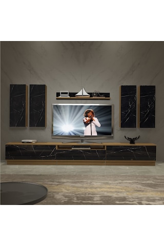 Decoraktiv Trendstyle 8ds Mdf Tv Ünitesi Tv Sehpası Pera - Siyah Mermer