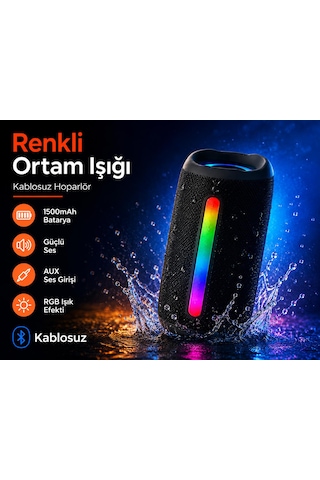 B37 Taşınabilir Şarjlı Hoparlör Su Geçirmez Bluetooth Aux Giriş Rgb Işık Efekti 1500mah Batarya Ses Sistemiz Ses Bombası Müzik Kablosuz Hoparlörextra Bass Ses Bombası Bluetooth Kablosuz Hoparlör